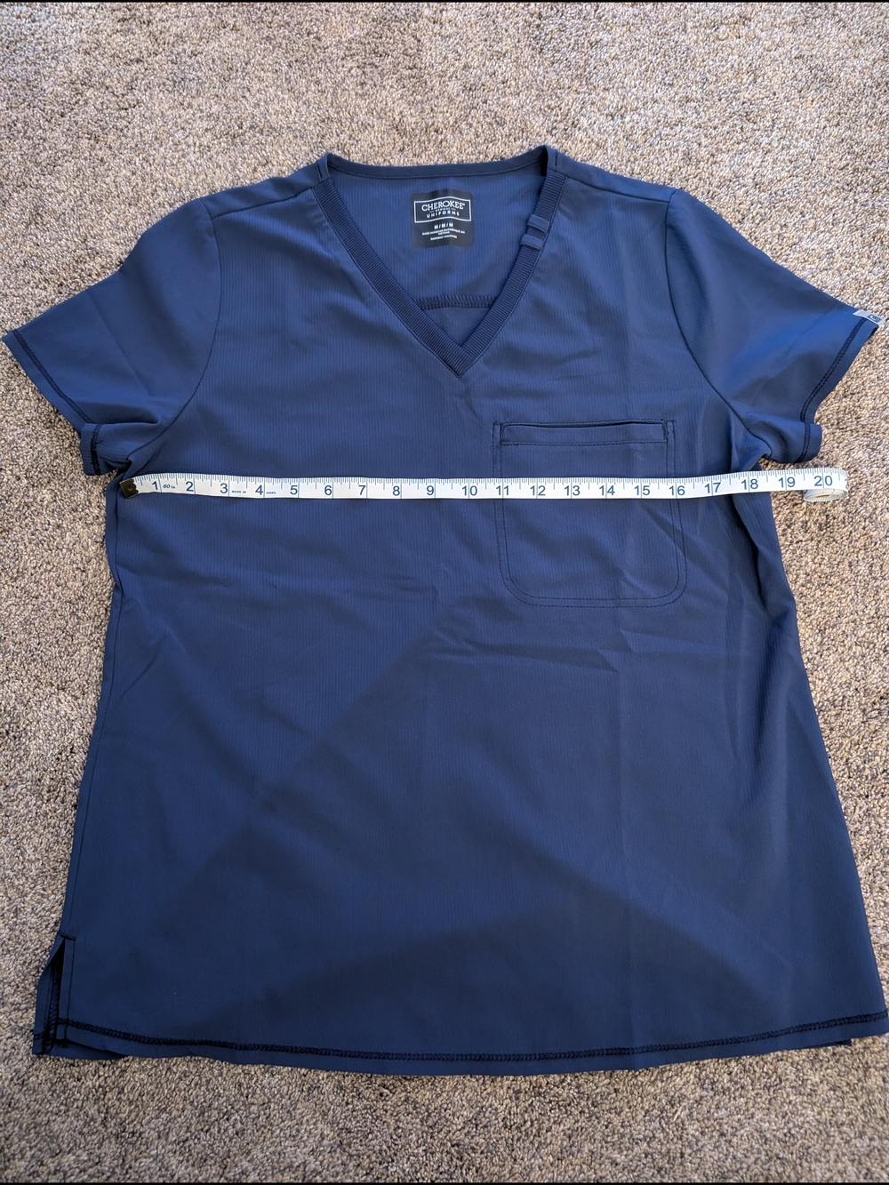Women's Cherokee Navy V-Neck Scrub Top EUC Size Medium